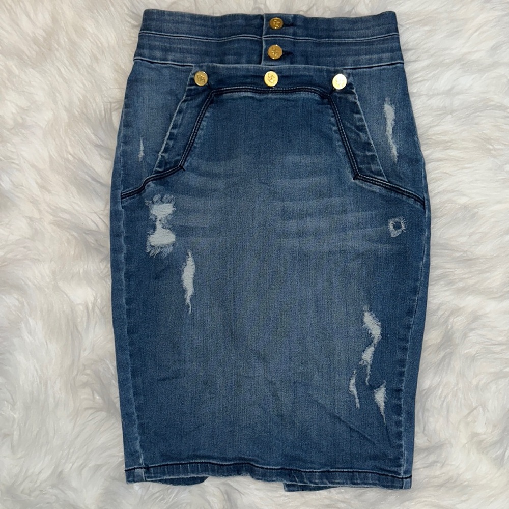 Bebe high waist denim skirt